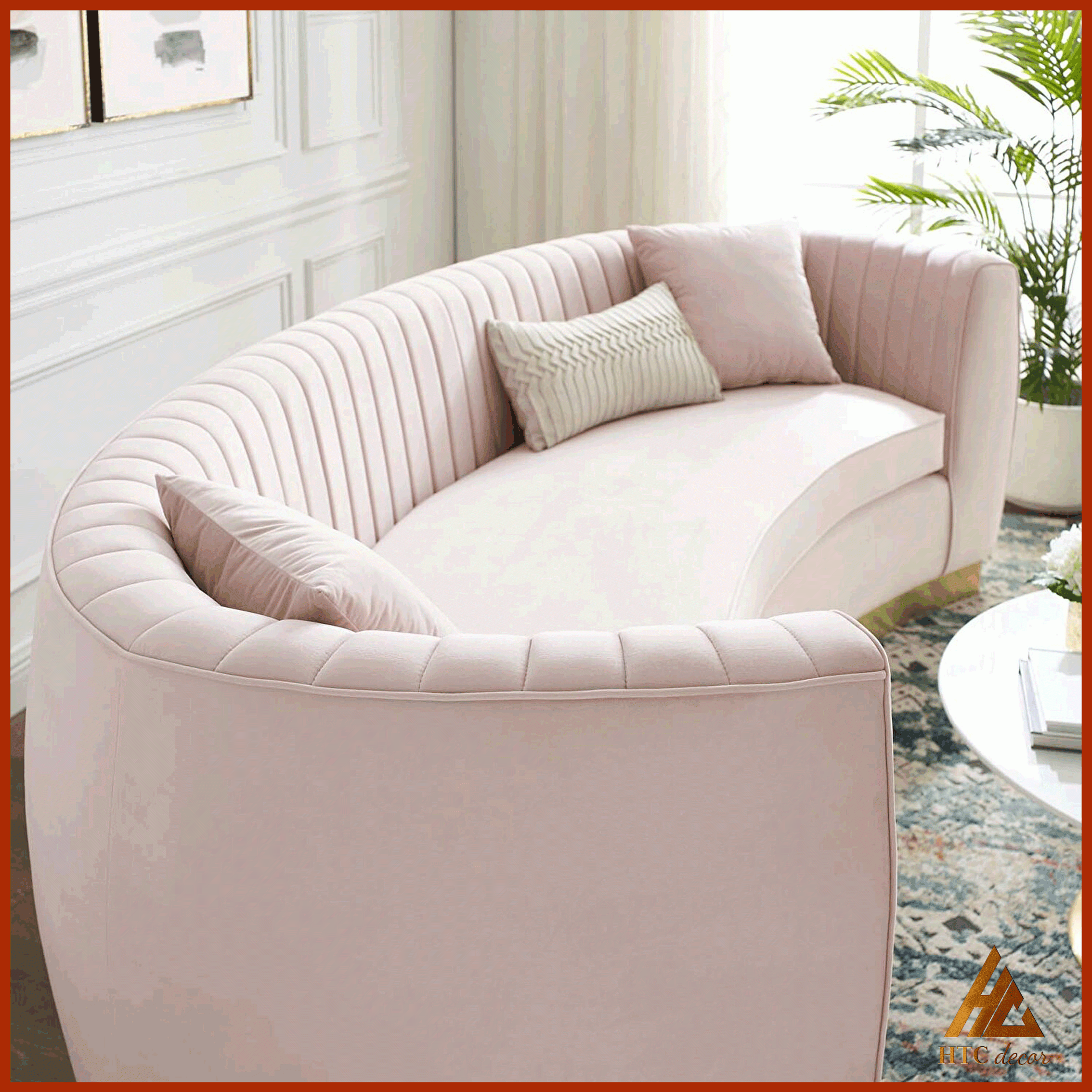 Ghế Sofa Băng Curved Vải Nhung